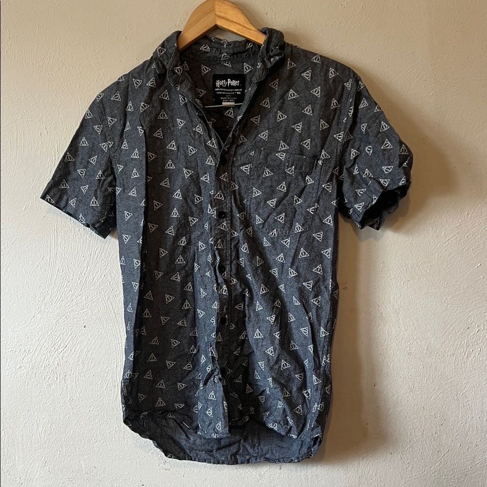 Harry Potter Grey Mens Button Up